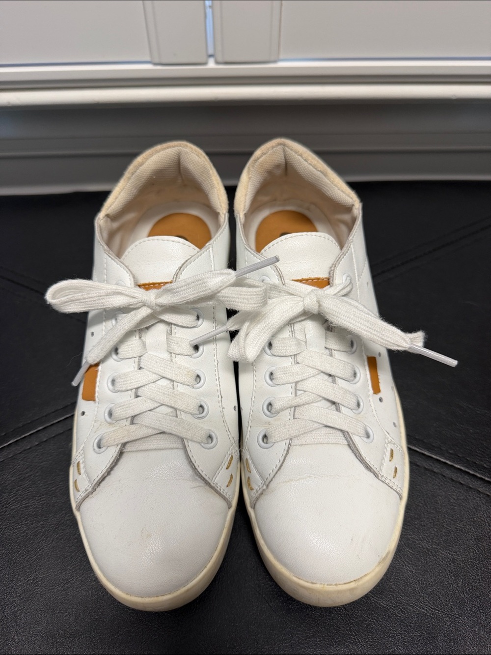 Outwoods (Boutique Brand) White Leather Sneakers with Tan Accents